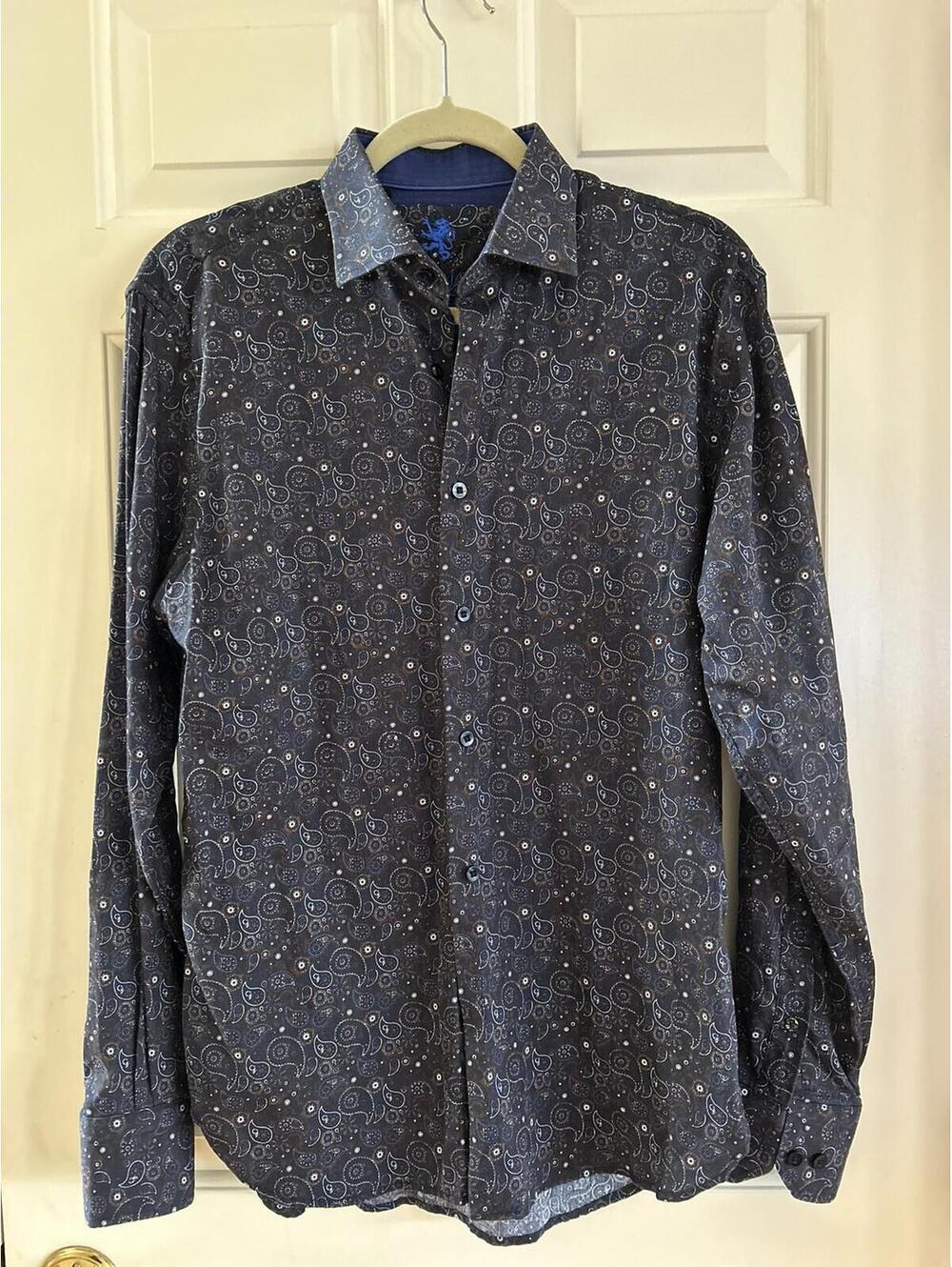 Patrick James Button Down Shirt Mens Size Medium Black Paisley